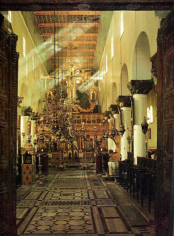 Central Aisle of the Church, Monastery of St Catherine, Sinai, (founded 527). High res jpeg, 800x1084. 332kb. 